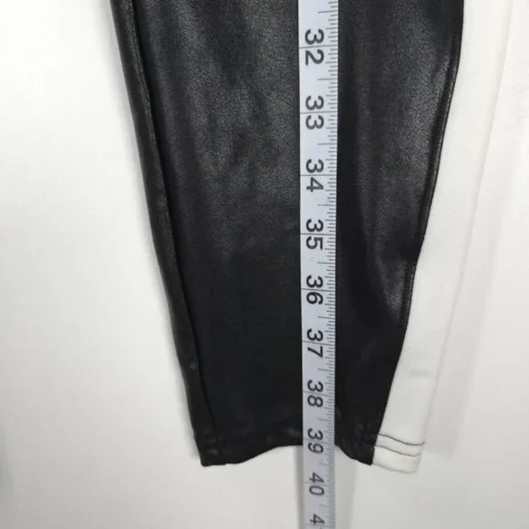 NWT‎ SPANX Shine Black Faux Leather White Stripe Legging 20187P PLUS Size 3X